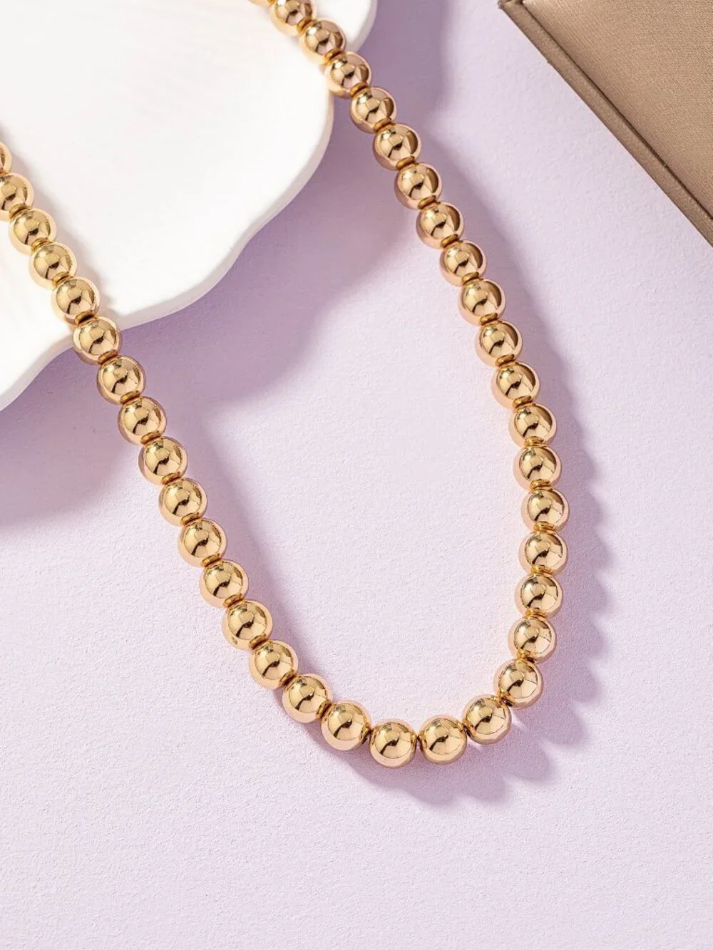 Yellow Gold Casual Women's Classic Beaded Necklace